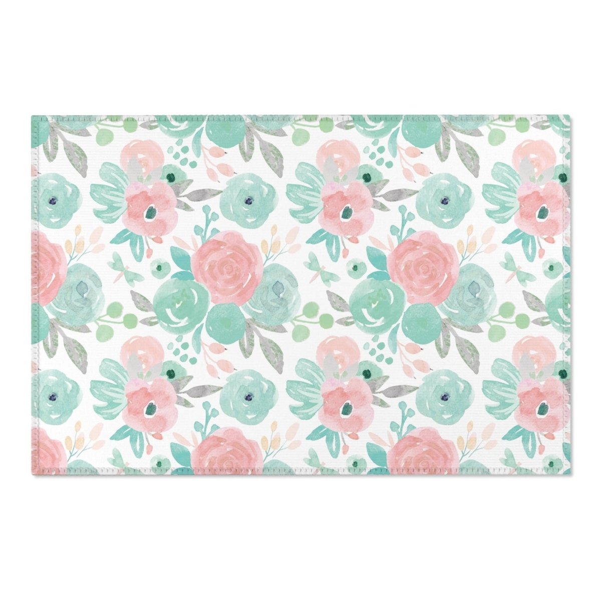 Spring Mint Floral Nursery Rug - gender_girl, Spring Mint Floral, Theme_Floral