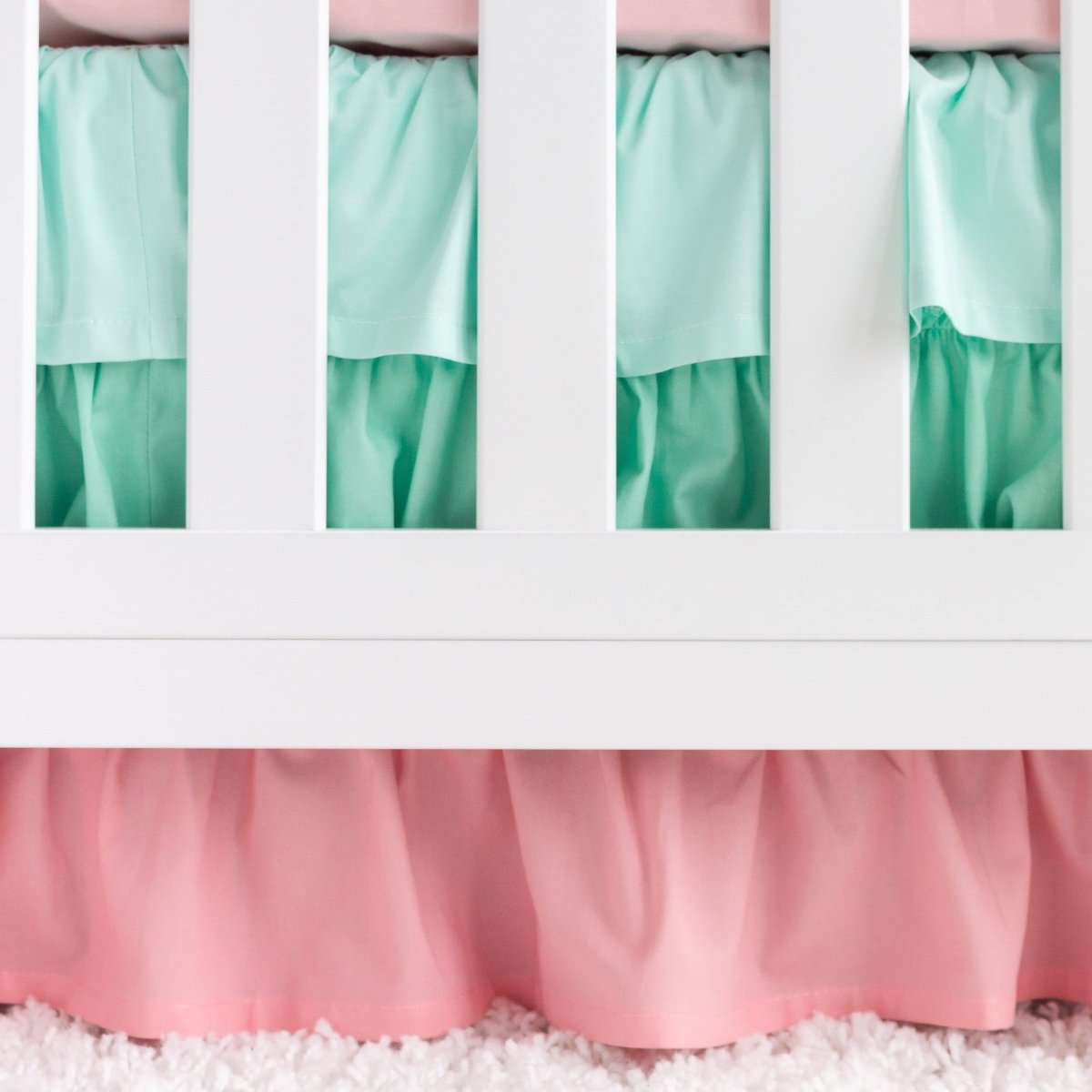 Spring Mint Ruffled Crib Skirt - gender_girl, Spring Mint Floral, Theme_Floral
