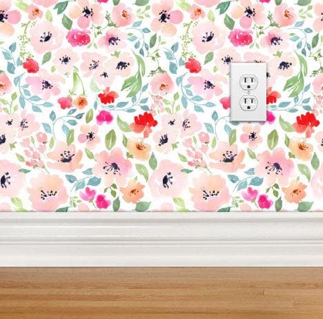 Spring Watercolor Floral Peel & Stick Wallpaper - , ,