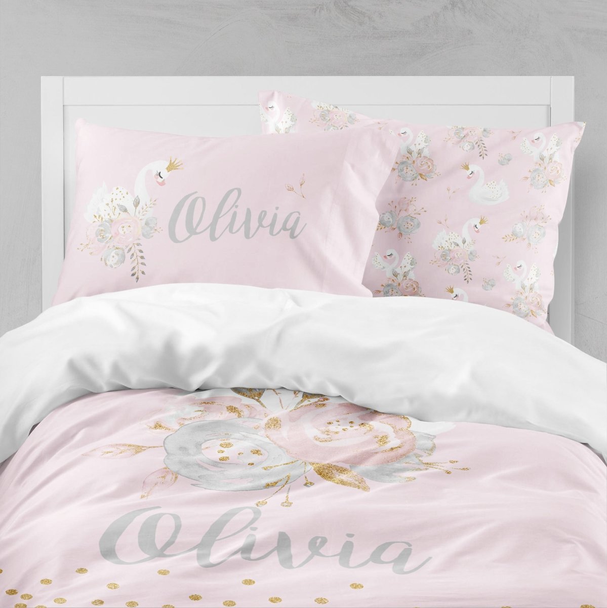 Swan Lake Personalized Kids Bedding Set (Comforter or Duvet Cover) - gender_girl, Swan Lake, text