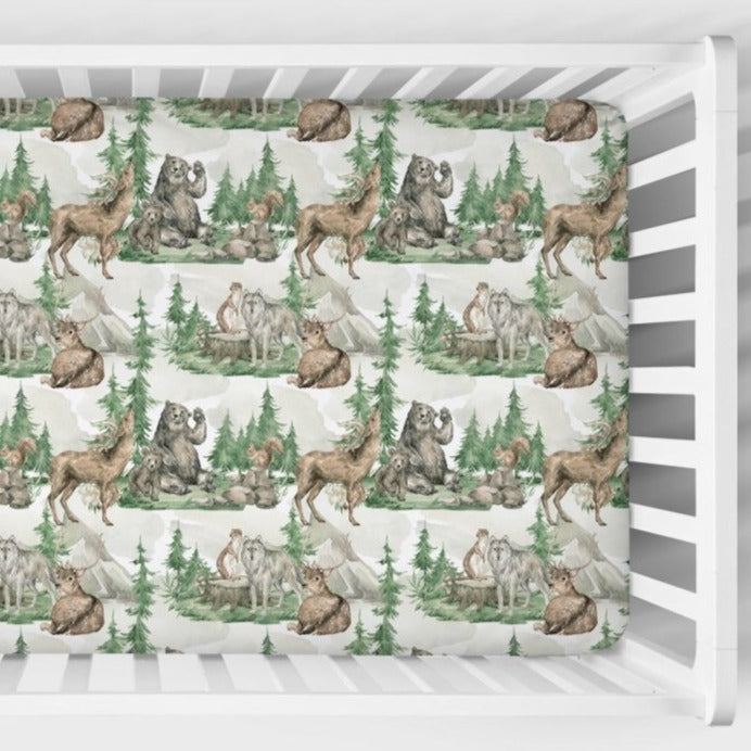 Sweet Forest Friends Crib Sheet - gender_boy, Theme_Woodland,