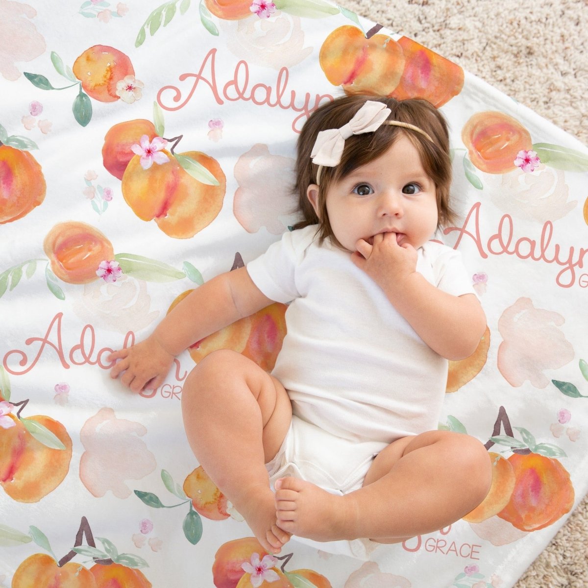 Sweet Georgia Peach Personalized Baby Blanket - gender_girl, Personalized_Yes, Sweet Georgia Peach