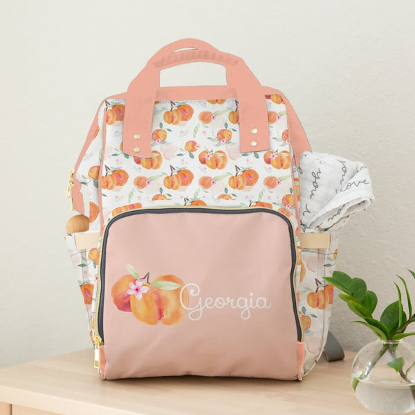 Sweet Georgia Peach Personalized Backpack Diaper Bag - gender_girl, Sweet Georgia Peach, text