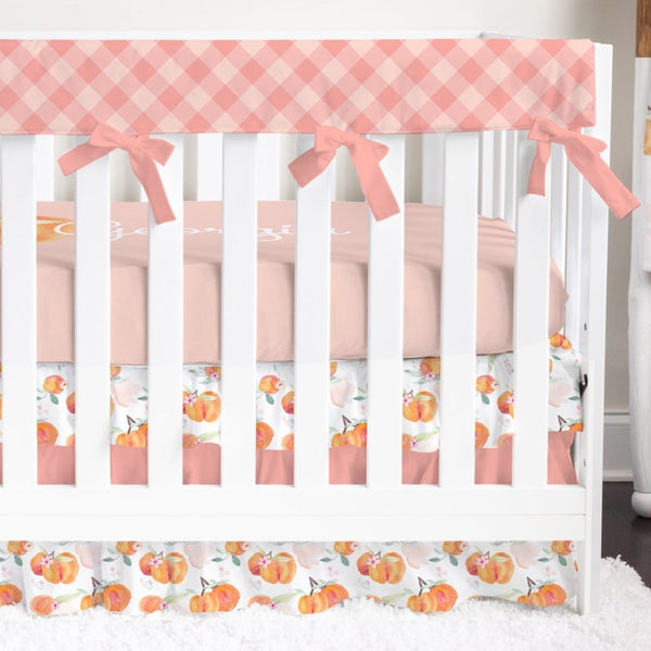 Sweet Georgia Peach Plaid Ruffled Crib Bedding - Crib Bedding Sets
