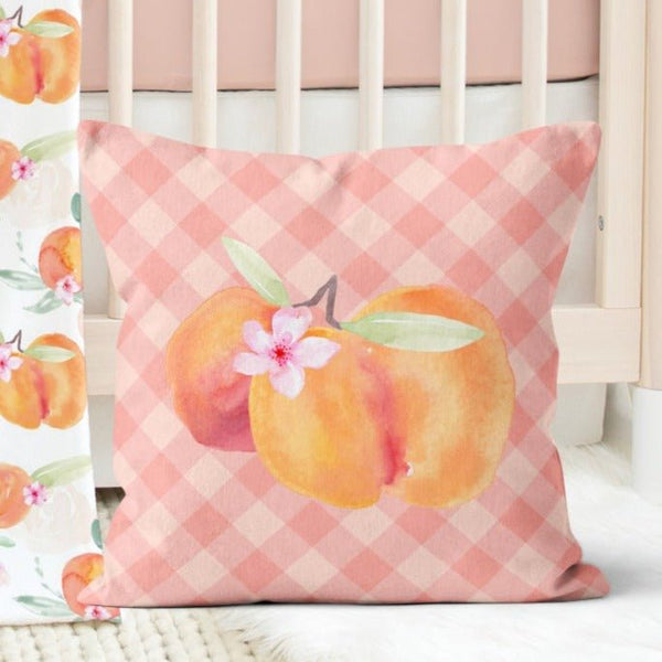 Sweet Georgia Peach Plaid Throw Pillow - gender_girl, Sweet Georgia Peach, Theme_Floral