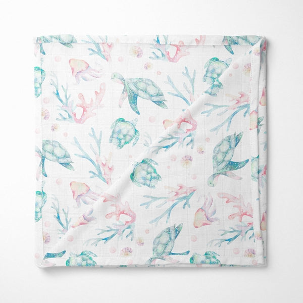 Sweet Sea Turtles Muslin Blanket - gender_boy, gender_girl, gender_neutral