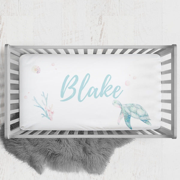 Sweet Sea Turtles Personalized Crib Sheet - gender_boy, gender_girl, gender_neutral