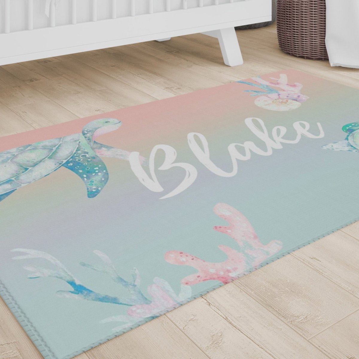 Sweet Sea Turtles Personalized Nursery Rug - gender_boy, gender_girl, gender_neutral