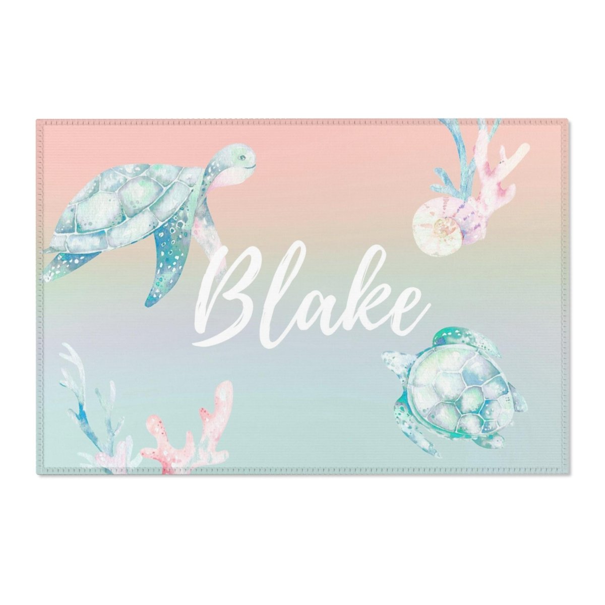 Sweet Sea Turtles Personalized Nursery Rug - gender_boy, gender_girl, gender_neutral