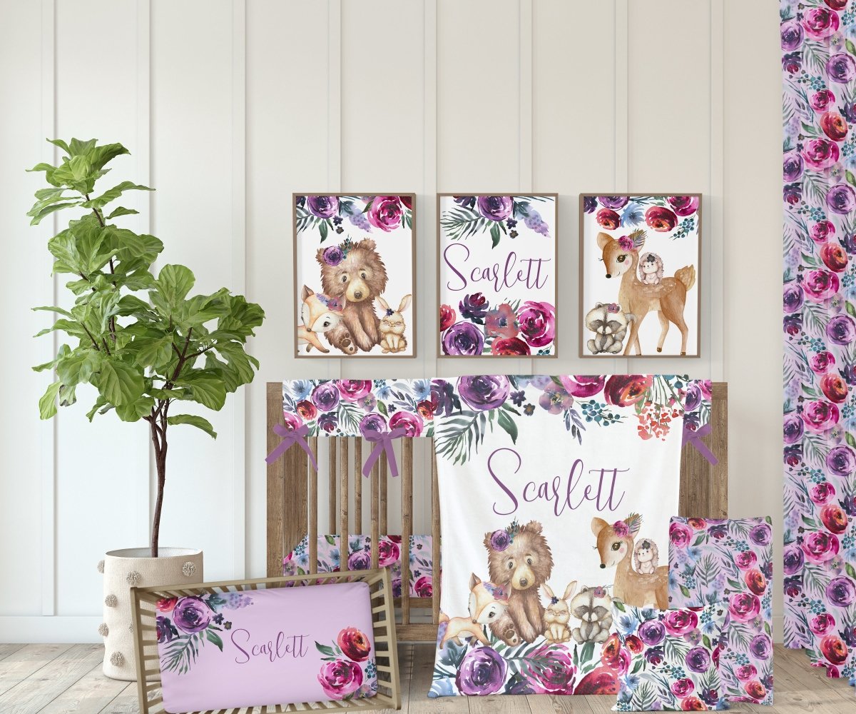 Sweet Woodlands Floral Crib Rail Guards - gender_girl, Sweet Woodlands, Theme_Floral