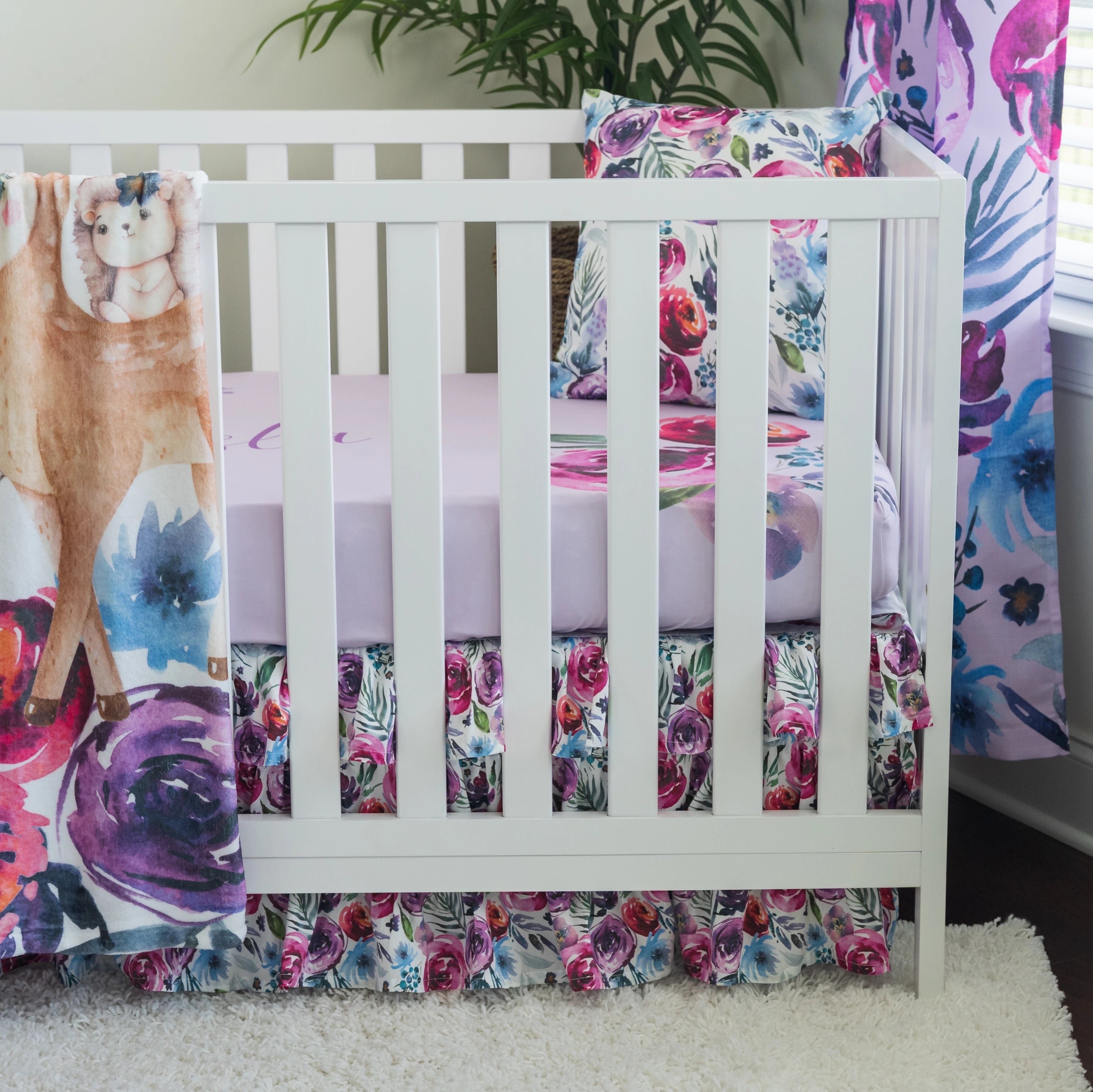 Sweet Woodlands Floral Ruffled Crib Bedding - gender_girl, Sweet Woodlands, text