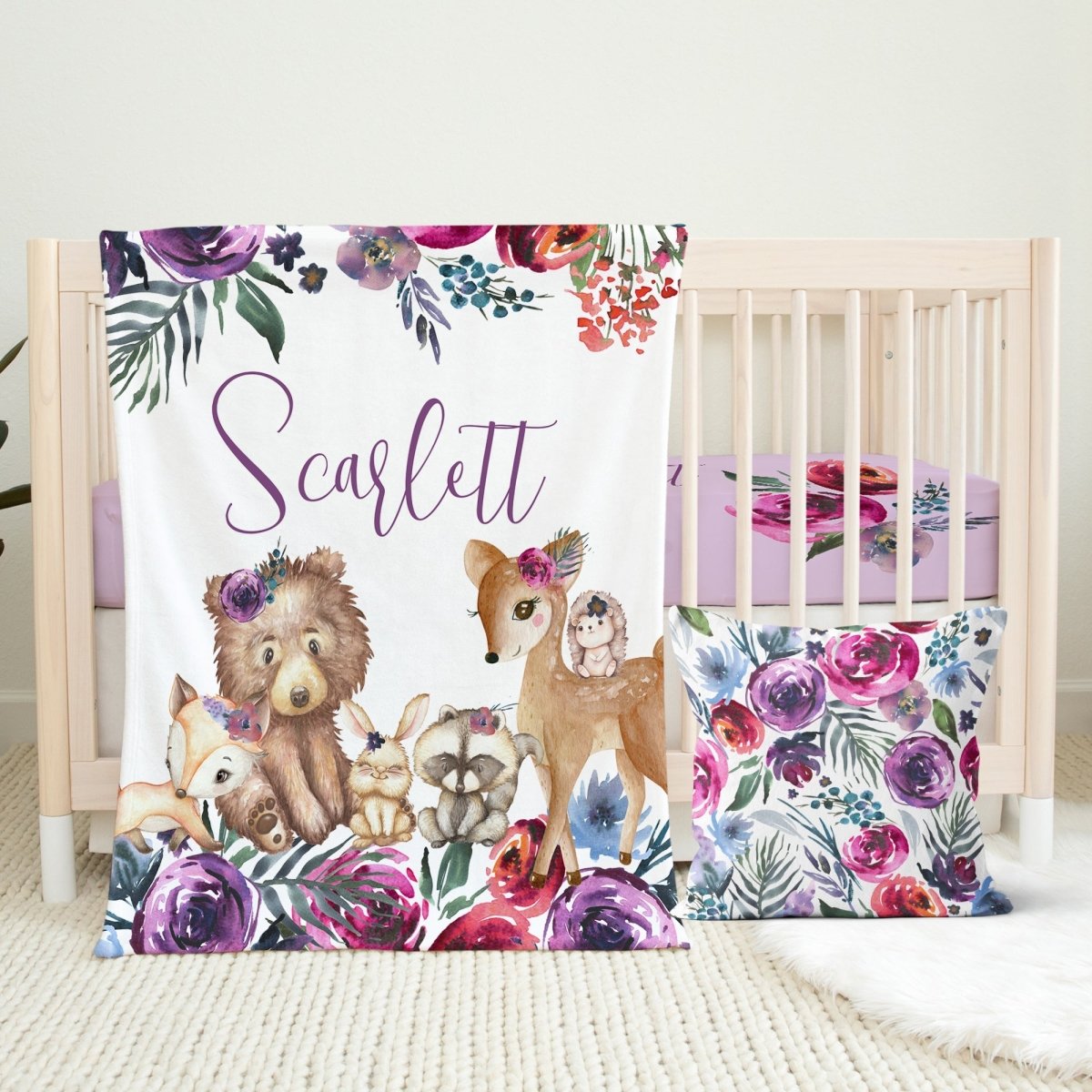 Sweet Woodlands Personalized Crib Sheet - gender_girl, Personalized_Yes, text