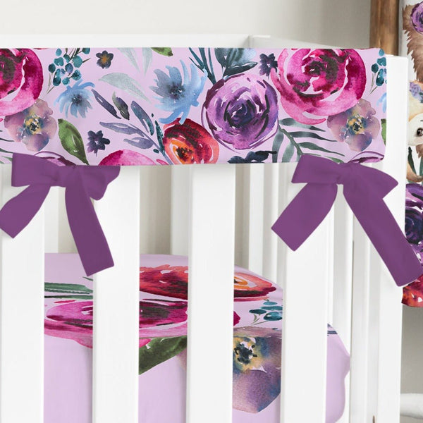 Sweet Woodlands Purple Floral Crib Rail Guards - gender_girl, Sweet Woodlands, Theme_Floral