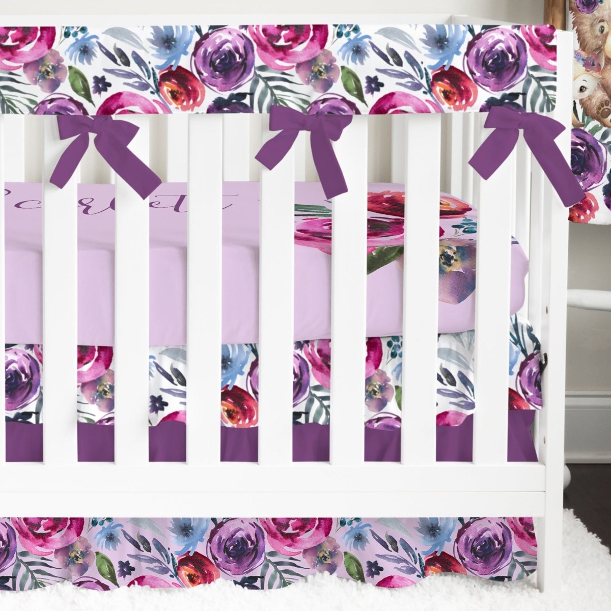 Sweet Woodlands Ruffled Crib Bedding - gender_girl, Sweet Woodlands, text