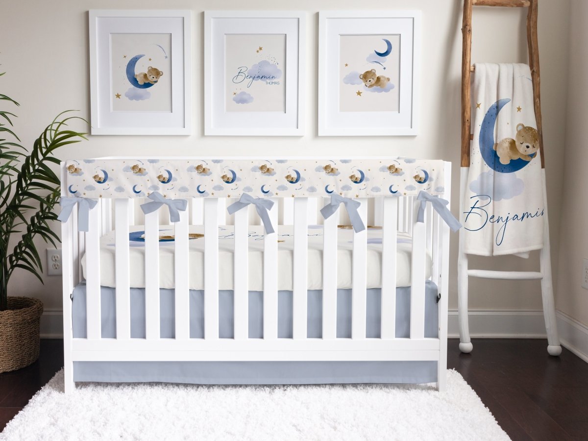 Teddy Bear Gray Crib Bedding - gender_boy, Teddy Bear, text