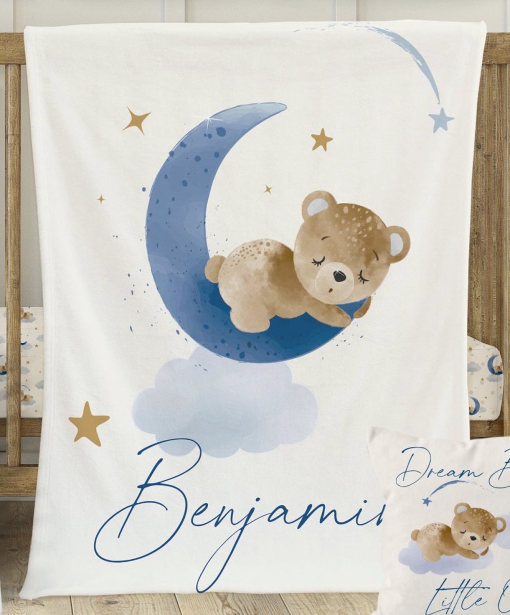 Teddy Bear Gray Navy Bedding - gender_boy, Teddy Bear, text