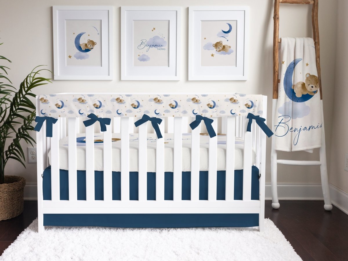 Teddy Bear Gray Navy Bedding - gender_boy, Teddy Bear, text
