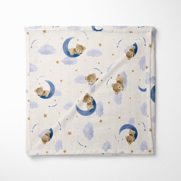 Teddy Bear Muslin Blanket - gender_boy, Teddy Bear,