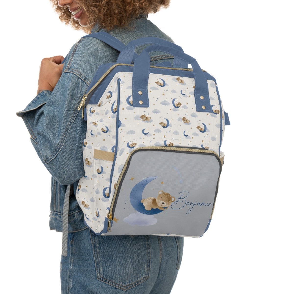 Teddy Bear Personalized Backpack Diaper Bag - gender_boy, Teddy Bear, text