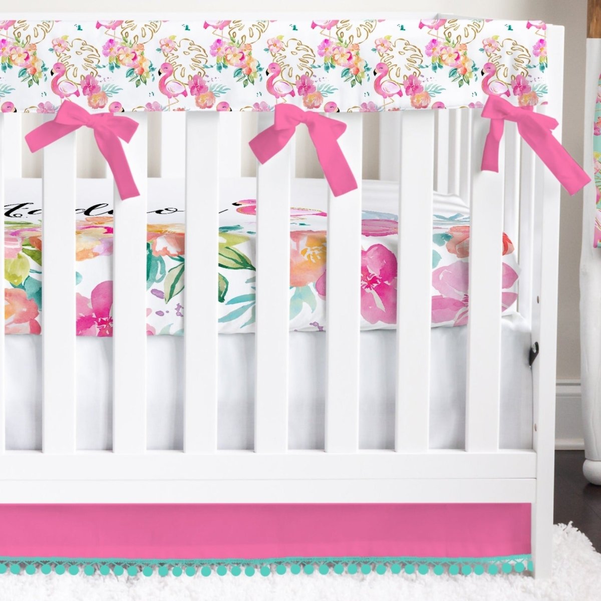 Tropical Flamingo Crib Bedding - gender_girl, text, Theme_Tropical