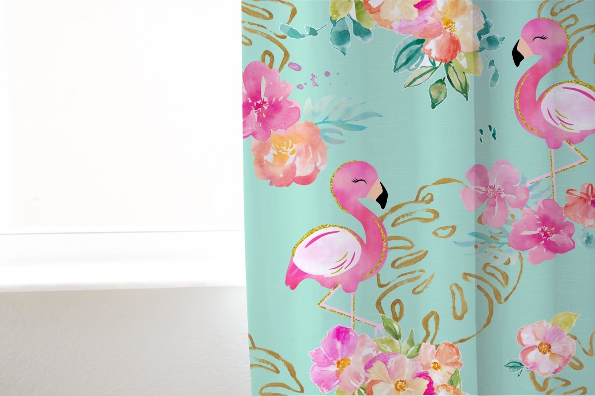 Tropical Flamingo Curtain Panel - gender_girl, Theme_Tropical, Tropical Flamingo