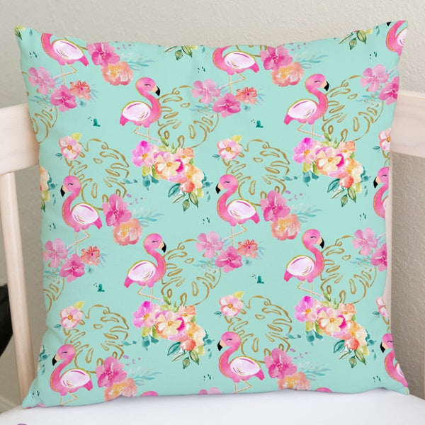Tropical Flamingo Nursery Pillow - gender_girl, Theme_Tropical, Tropical Flamingo