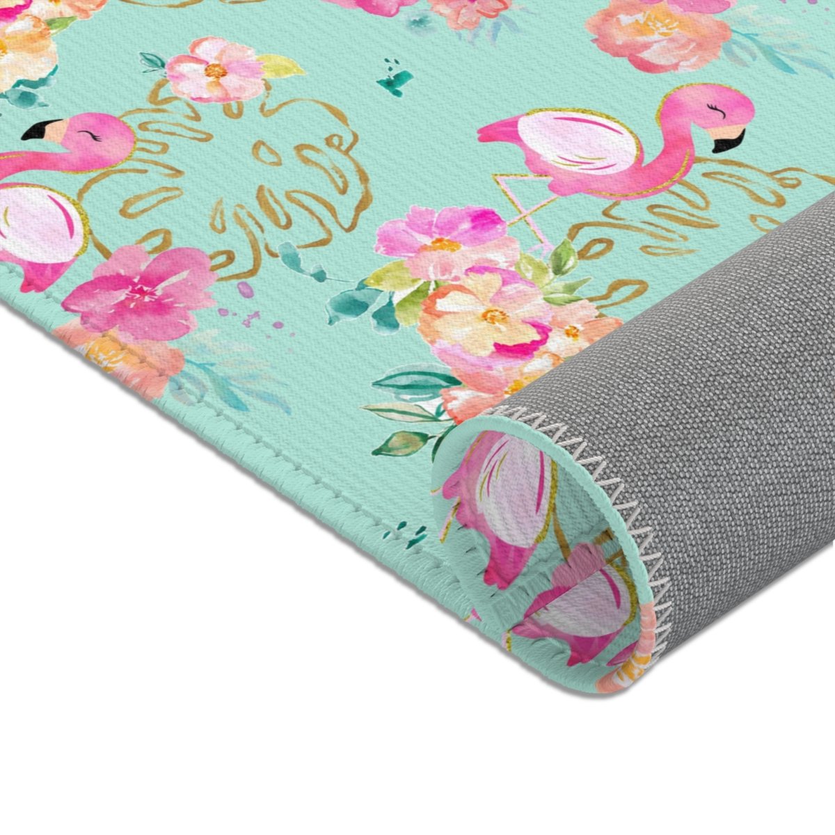 Tropical Flamingo Nursery Rug - gender_girl, text, Theme_Tropical