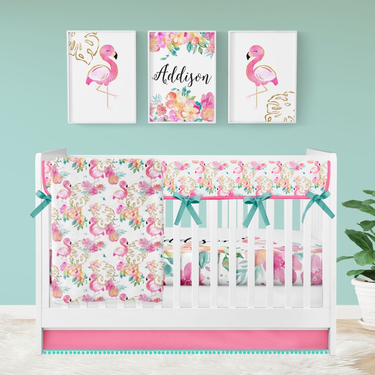 Tropical Flamingo Personalized Nursery Art - gender_girl, text, Theme_Tropical