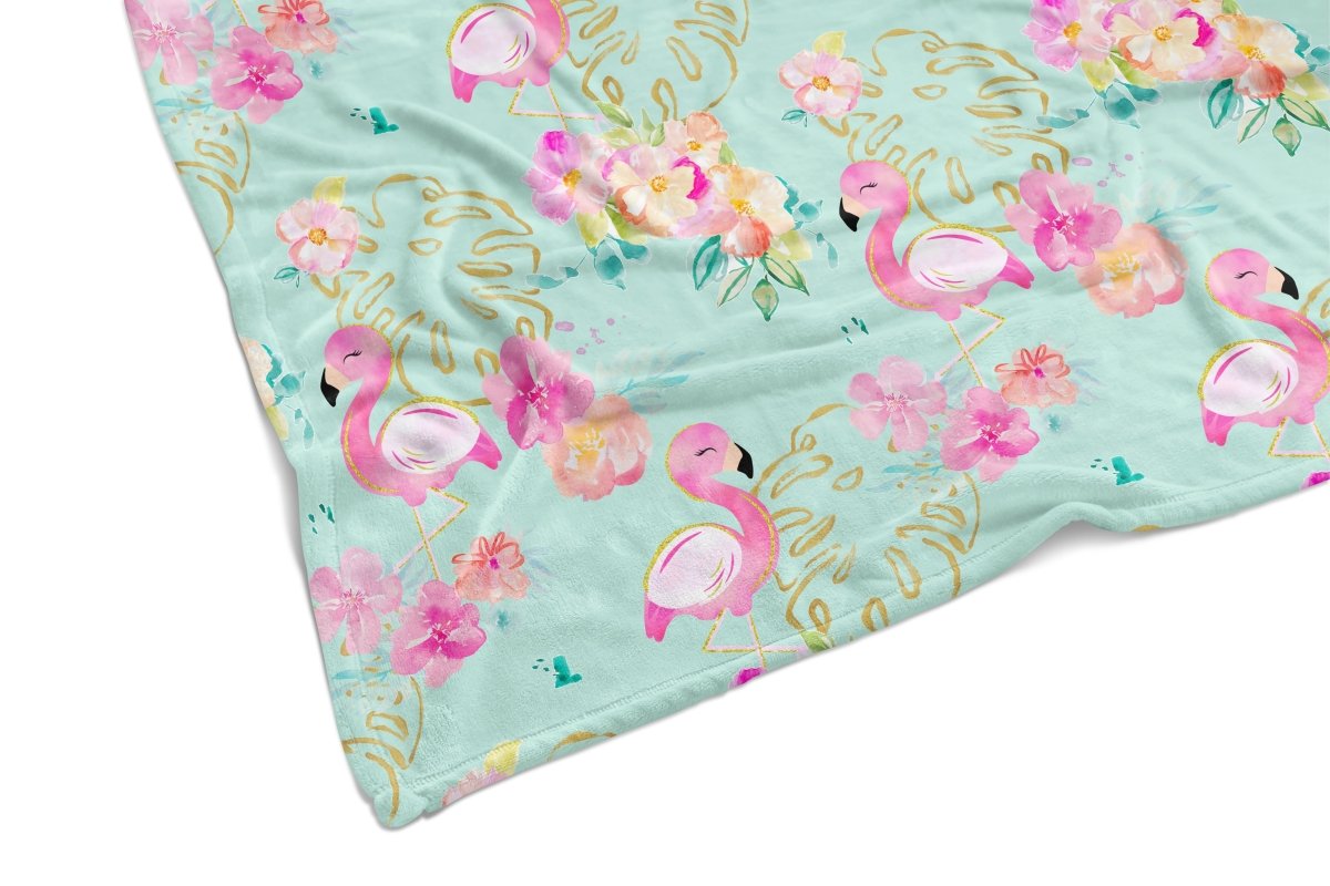 Tropical Flamingo Ruffled Crib Bedding - gender_girl, text, Theme_Tropical