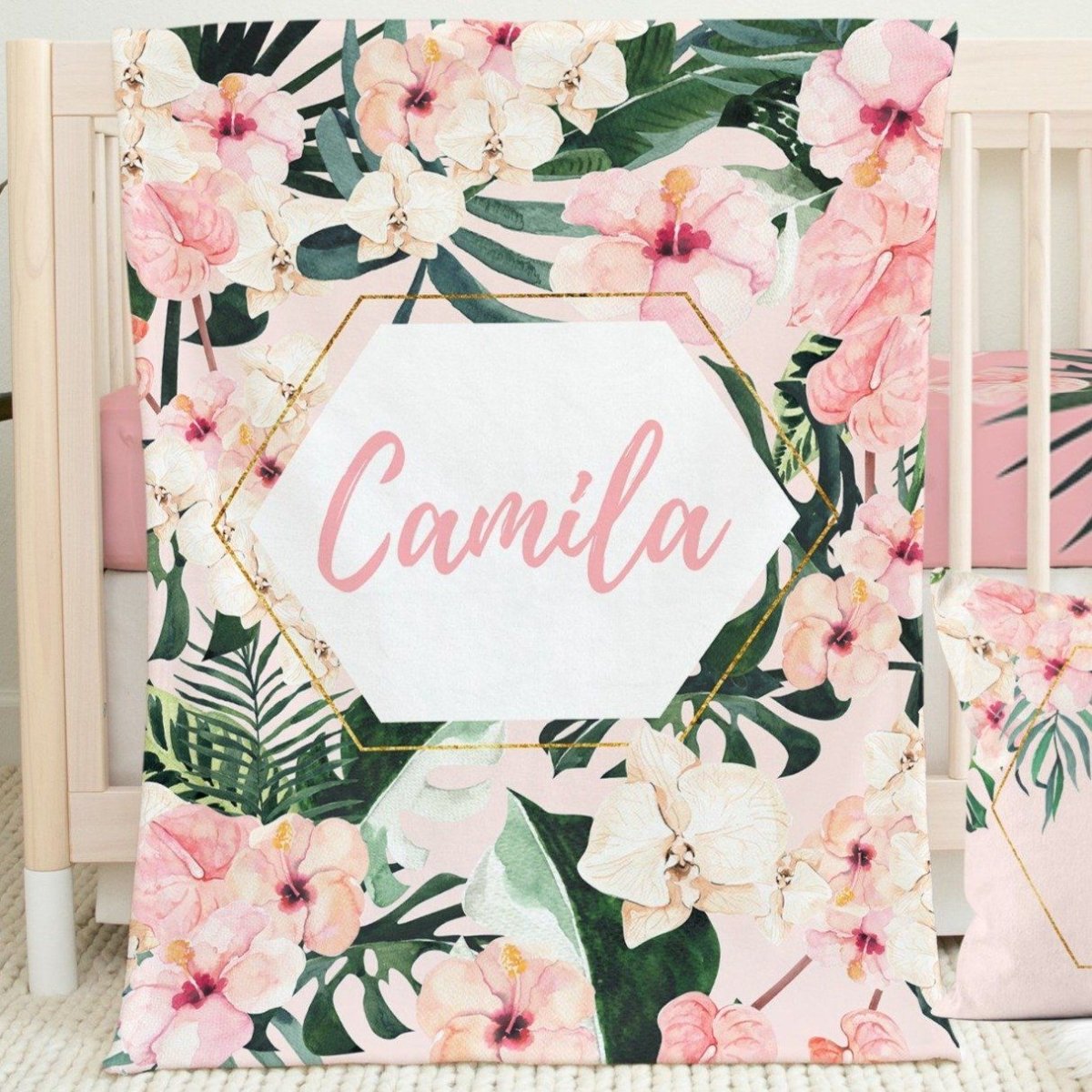 Tropical Floral Crib Bedding - gender_girl, text, Theme_Floral