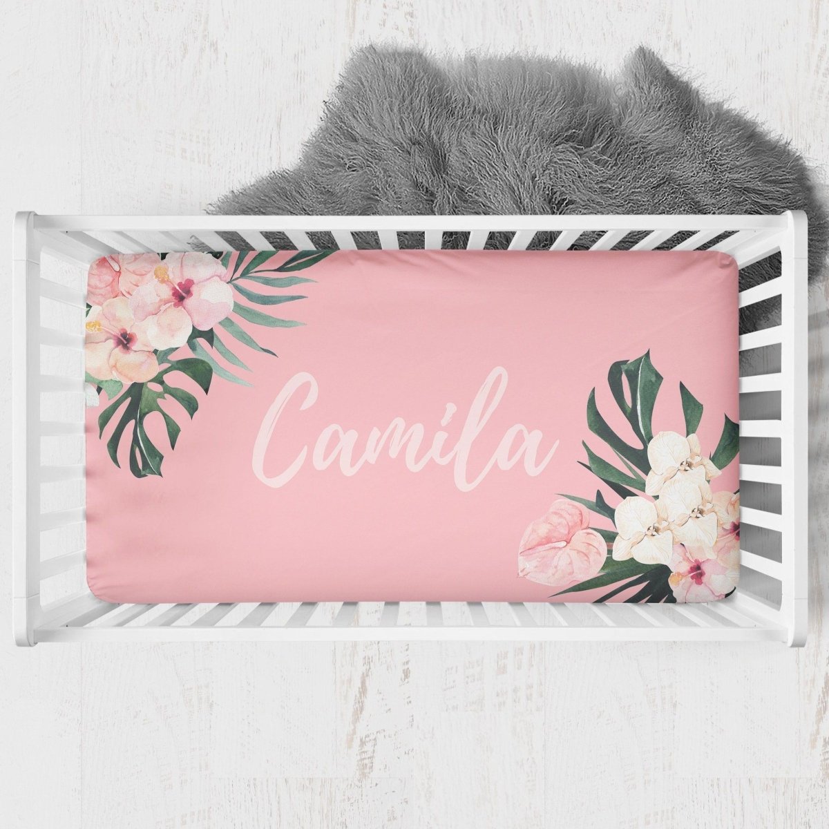 Tropical Floral Crib Bedding - gender_girl, text, Theme_Floral