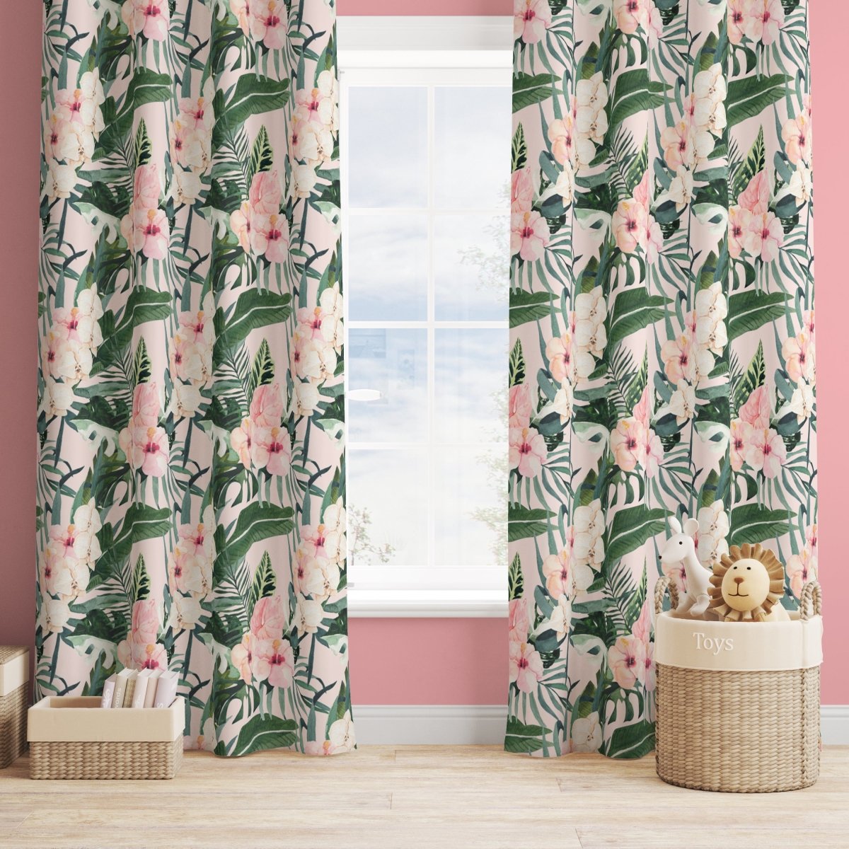 Tropical Floral Curtain Panel - gender_girl, Theme_Floral, Theme_Tropical