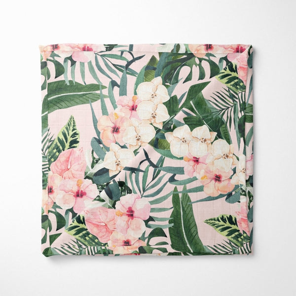 Tropical Floral Muslin Blanket - gender_girl, Theme_Floral, Theme_Tropical