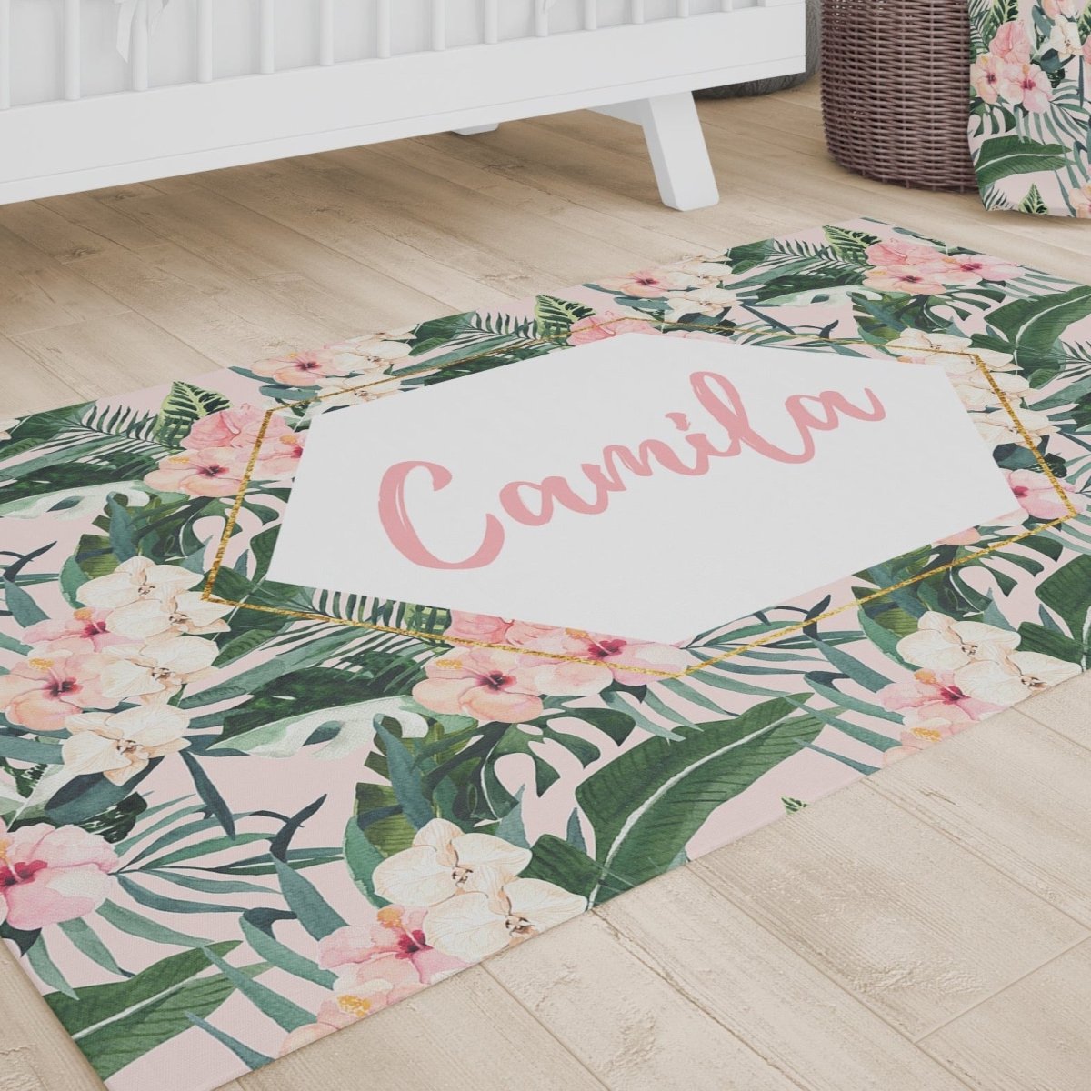 Tropical Floral Nursery Rug - gender_girl, Theme_Floral, Theme_Tropical