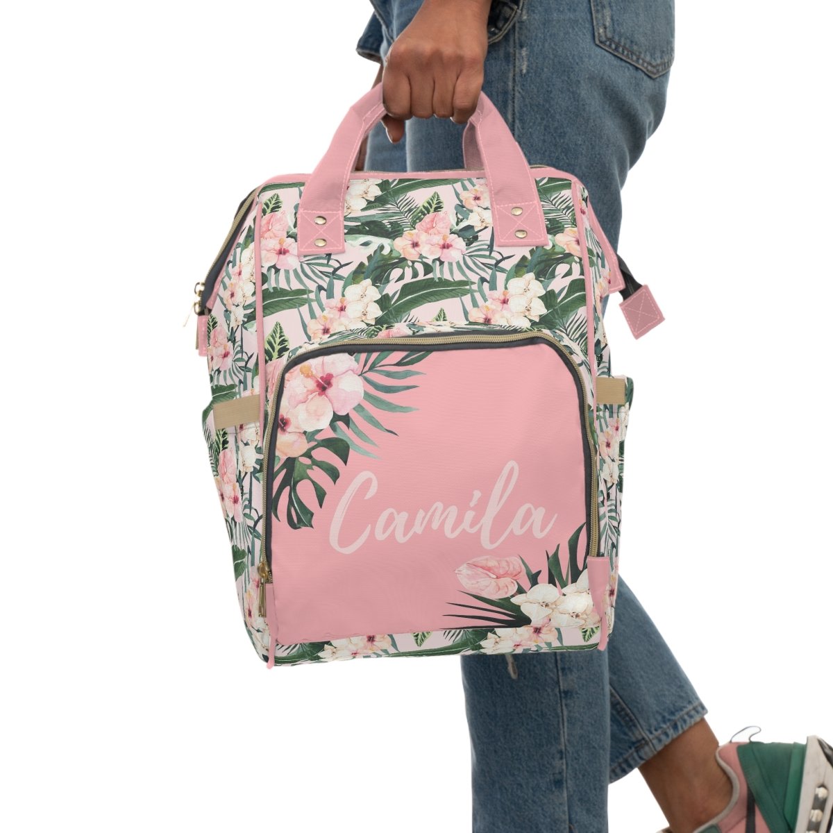 Tropical Floral Personalized Backpack Diaper Bag - gender_girl, text, Theme_Floral