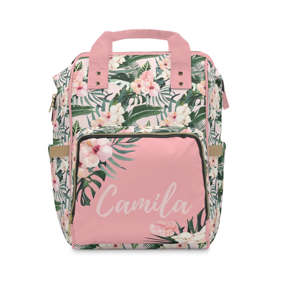 Tropical Floral Personalized Backpack Diaper Bag - gender_girl, text, Theme_Floral