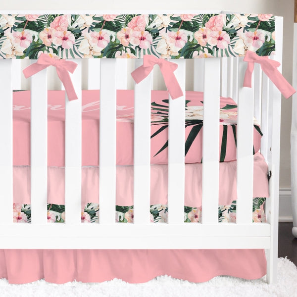 Tropical Floral Ruffled Crib Bedding - gender_girl, text, Theme_Floral