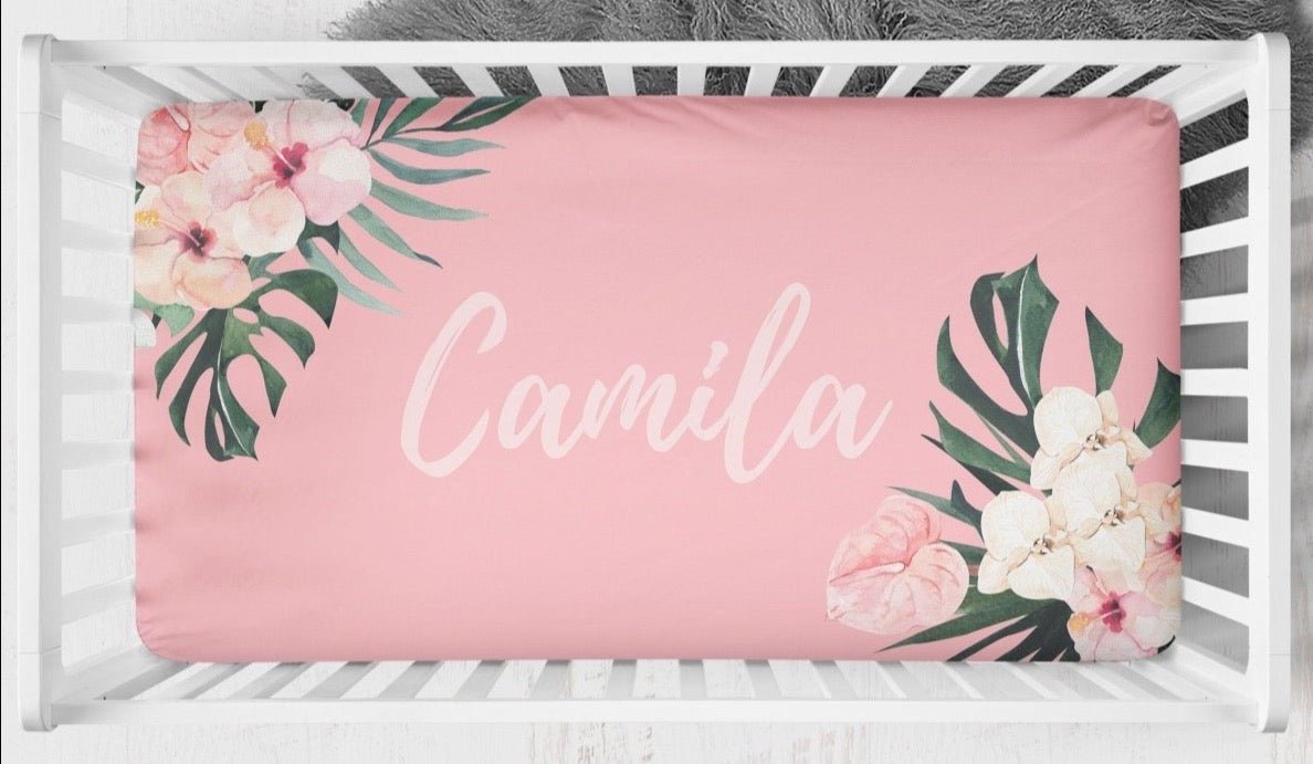 Tropical Floral Ruffled Crib Bedding - Crib Bedding Sets