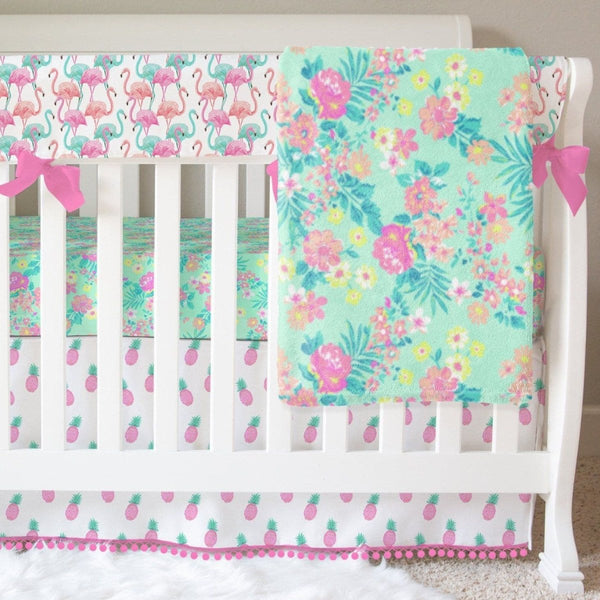 Tropical Paradise Flamingo Crib Bedding - gender_girl, Theme_Floral, Theme_Tropical