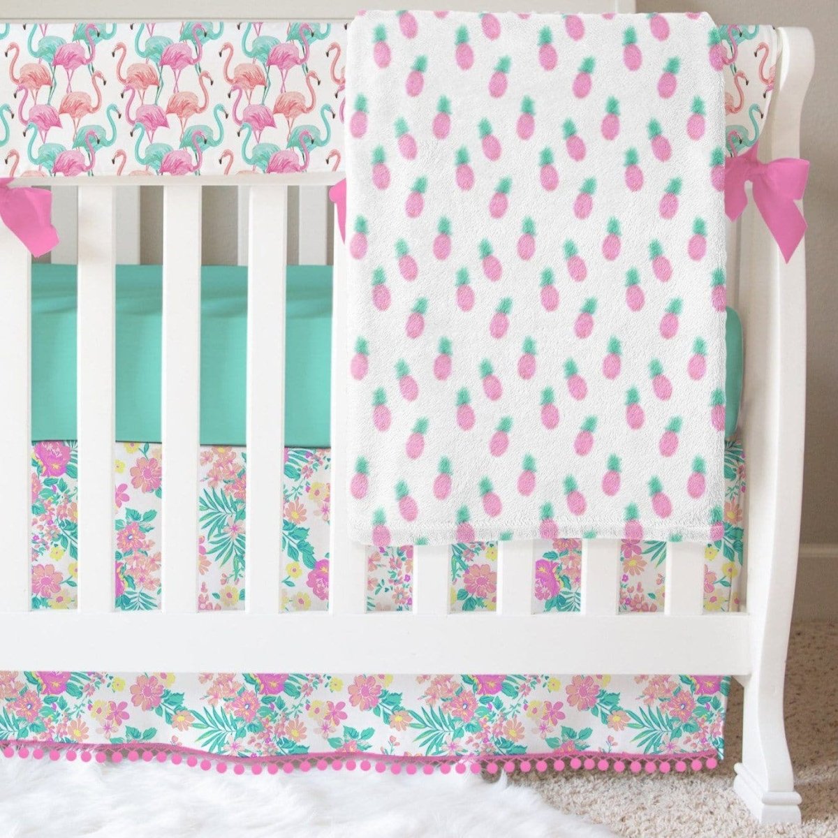 Tropical Paradise Floral Crib Bedding - gender_girl, Theme_Floral, Theme_Tropical