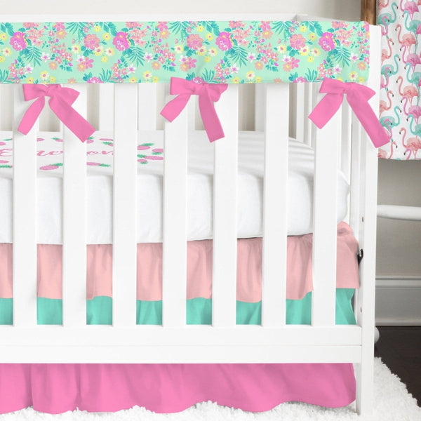 Tropical Paradise Floral Ruffled Crib Bedding - gender_girl, Theme_Floral, Theme_Tropical