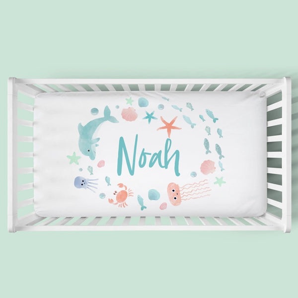 Under the Sea Personalized Crib Sheet - gender_boy, gender_girl, gender_neutral