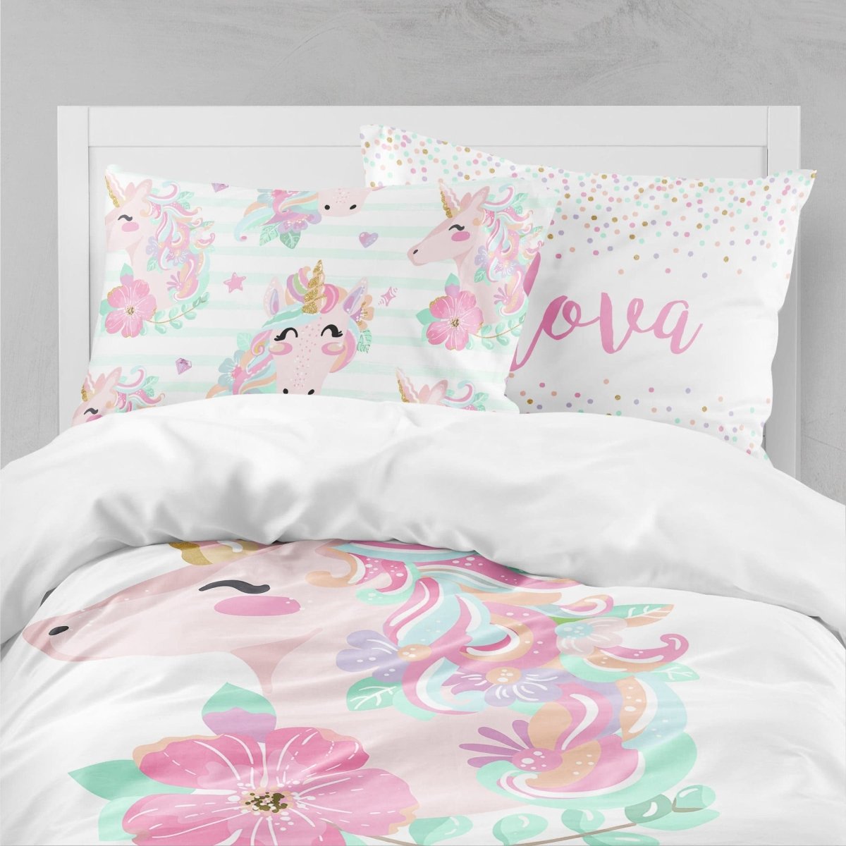 Unicorn Kids Bedding Set (Comforter or Duvet Cover) - text, Unicorn Dreams,