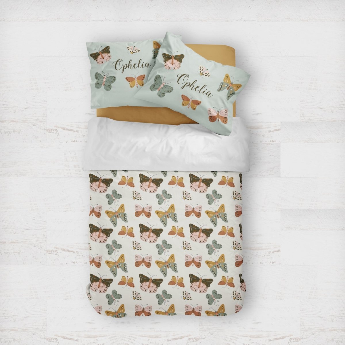 Vintage Butterfly Kids Bedding Set Comforter or Duvet Cover