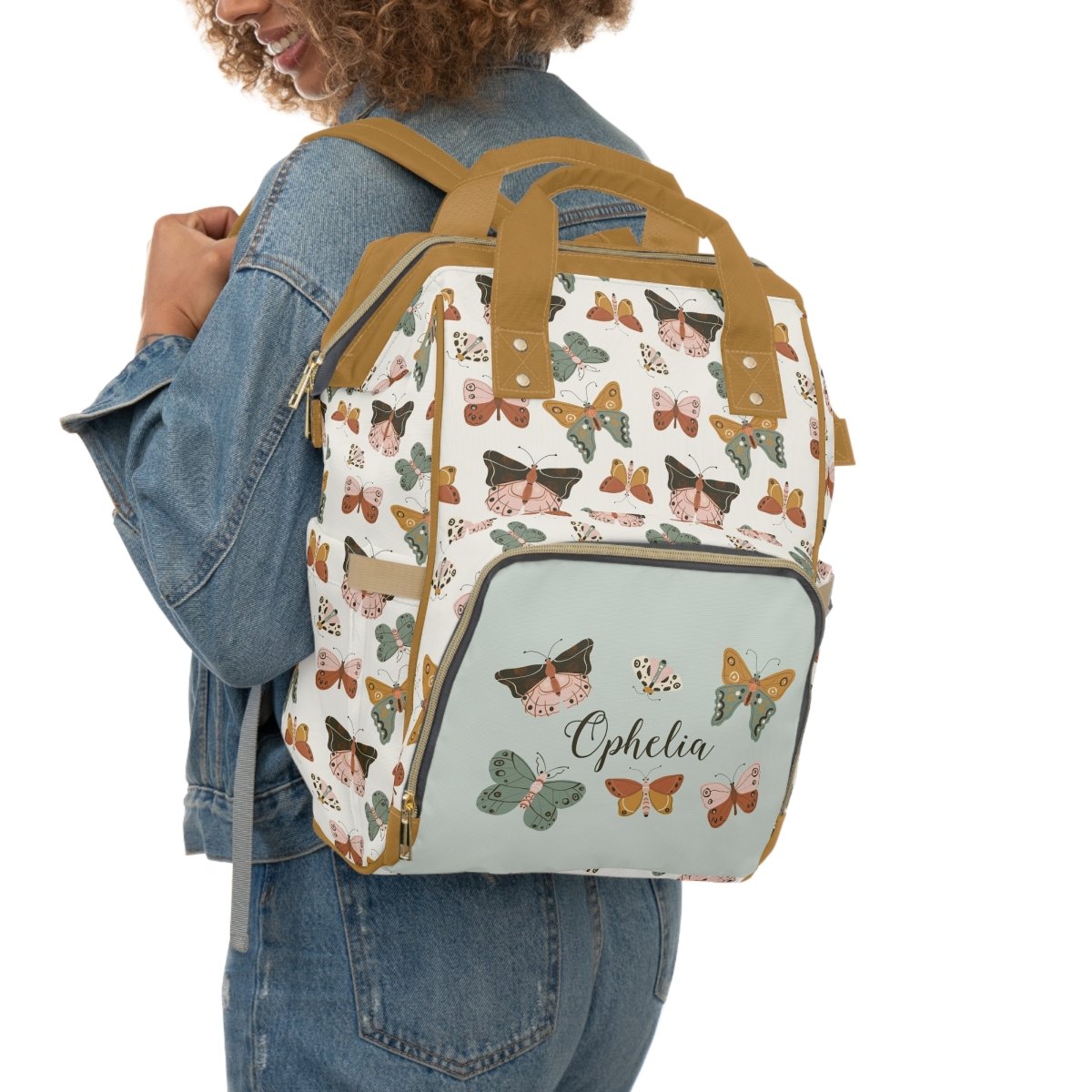 Vintage Butterfly Personalized Backpack Diaper Bag - gender_girl, text, Theme_Butterfly
