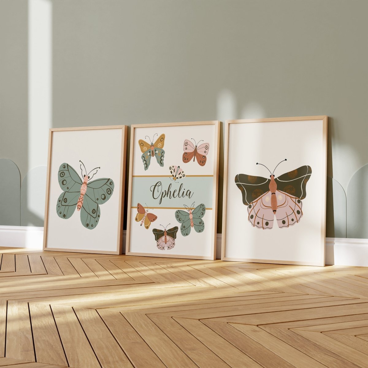 Vintage Butterfly Personalized Nursery Art - gender_girl, text, Theme_Butterfly