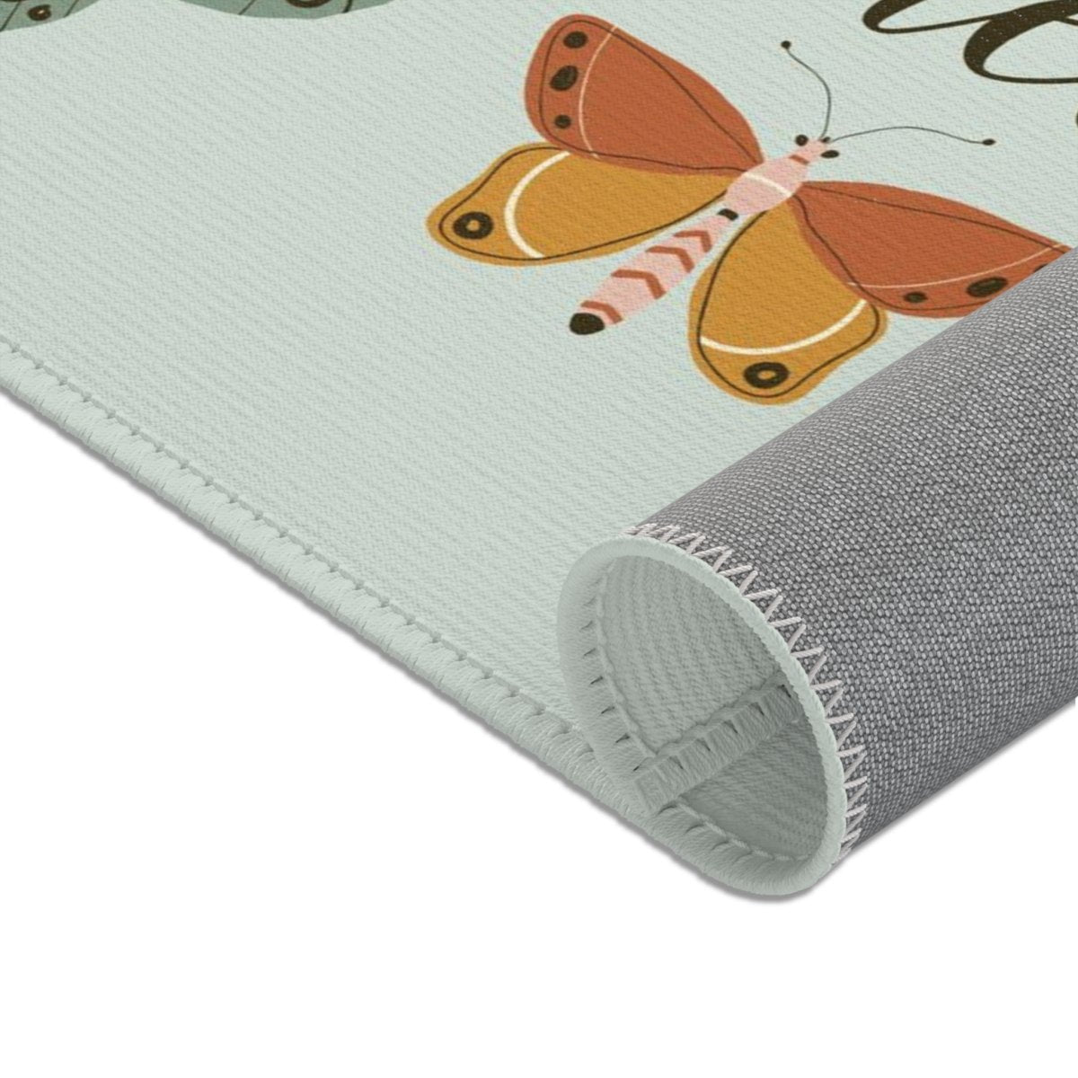 Vintage Butterfly Personalized Nursery Rug - gender_girl, text, Theme_Butterfly