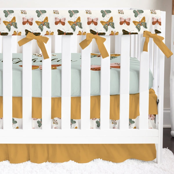 Vintage Butterfly Ruffled Crib Bedding - gender_girl, text, Theme_Butterfly