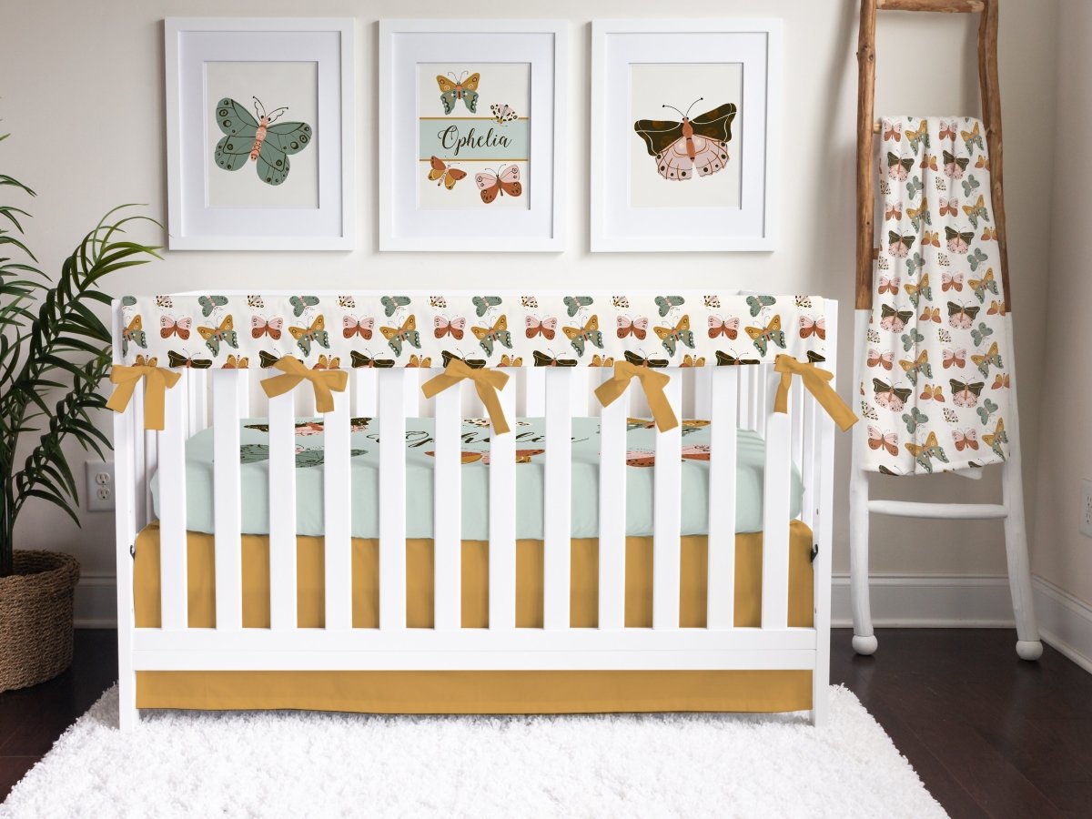 Vintage Butterfly Solid Crib Bedding - gender_girl, text, Theme_Butterfly