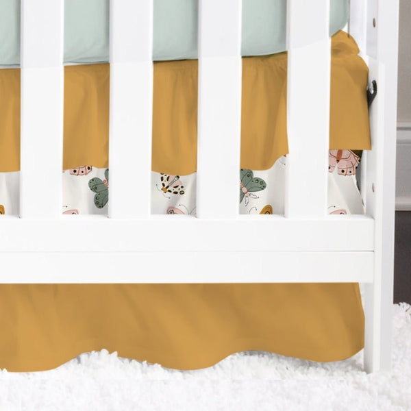 Vintage Butterfly Solid Ruffled Crib Skirt - gender_girl, Theme_Butterfly, Vintage Butterfly